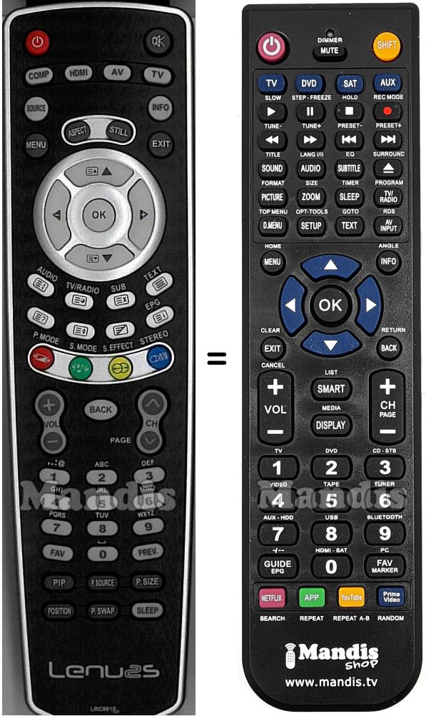 Replacement remote control LENUSS LRC001E