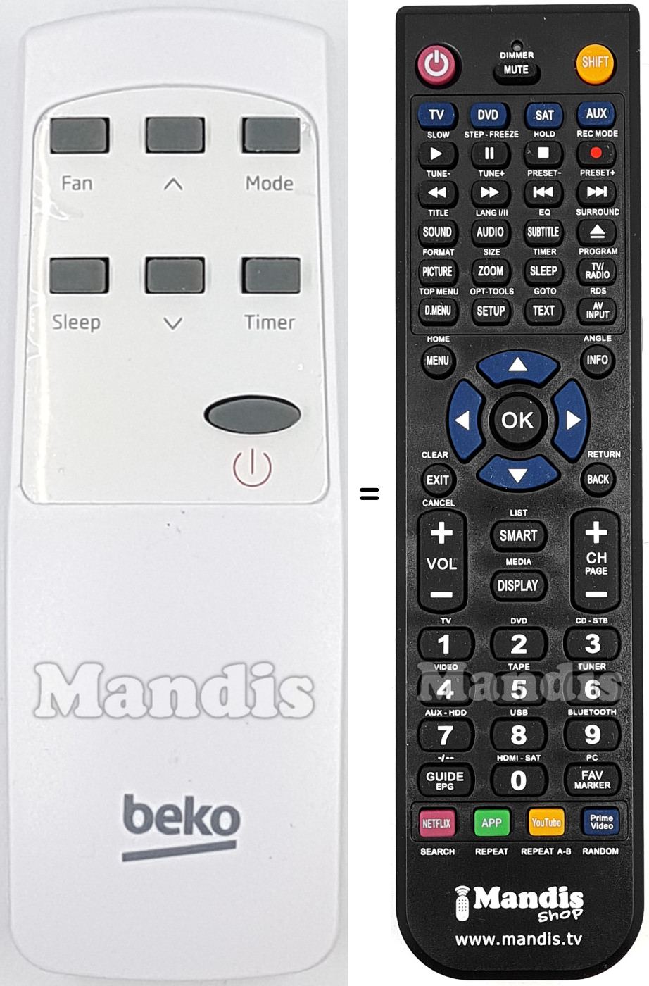Gleichwertige Fernbedienung Beko 9178013993