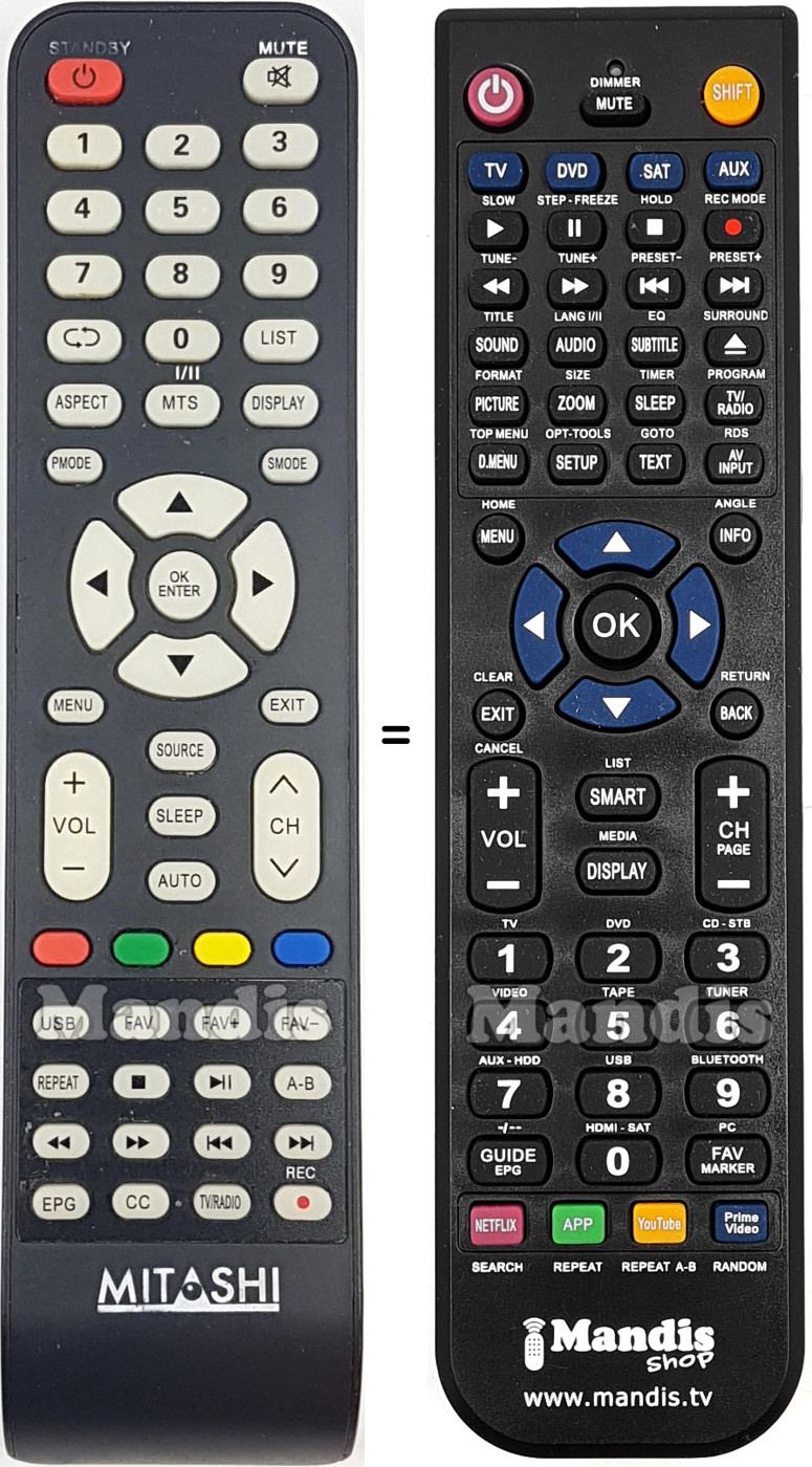 Replacement remote control MIE020V25
