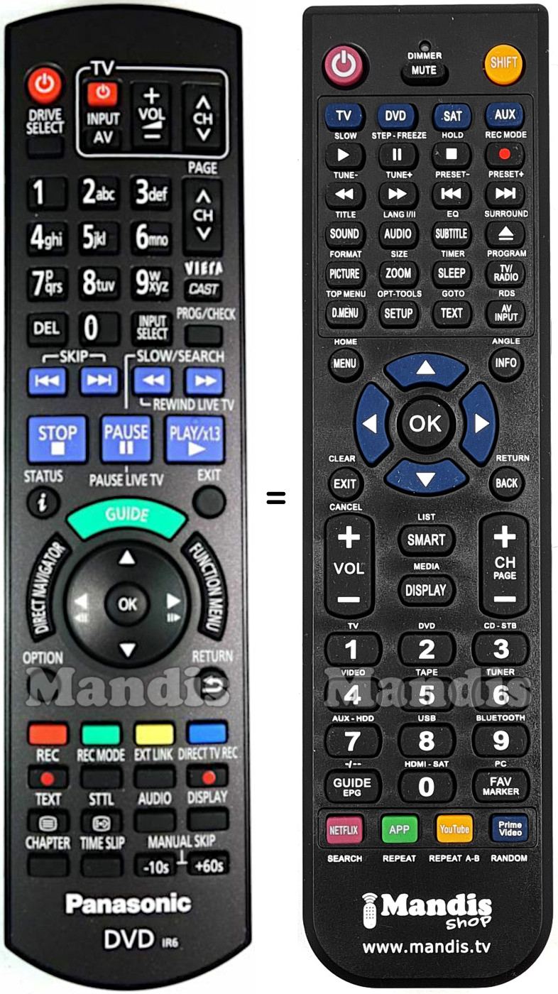 Gleichwertige Fernbedienung Panasonic N2QAYB000477