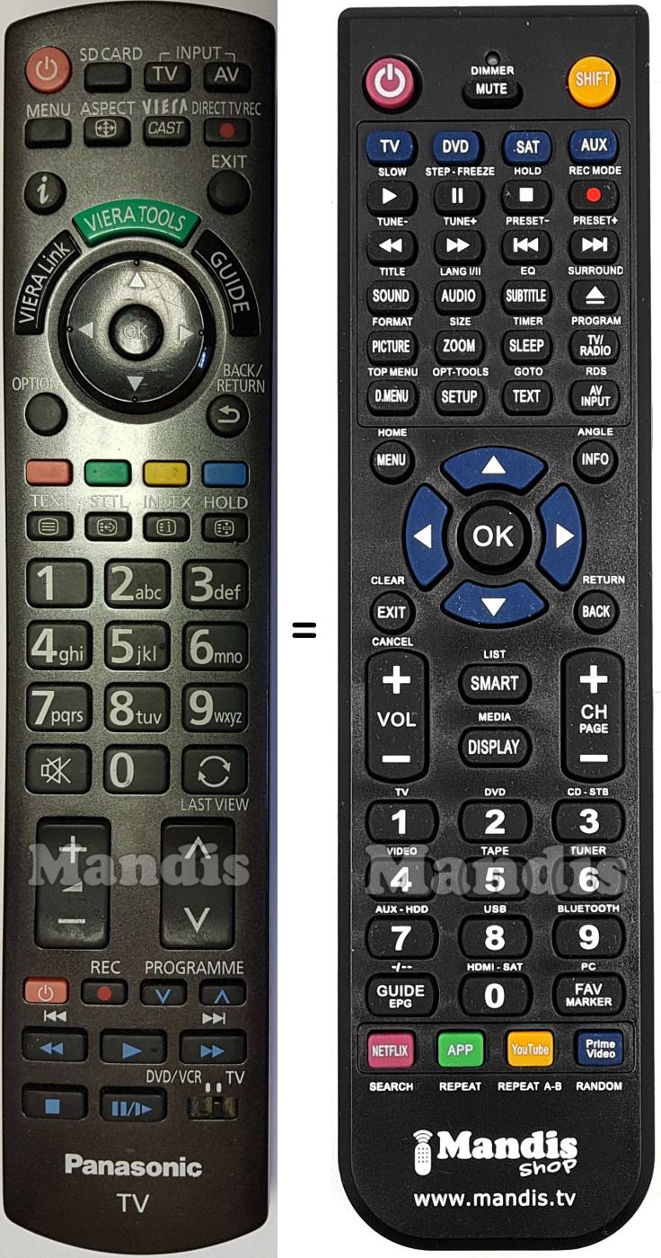 Replacement remote control Panasonic N2QAYB000490