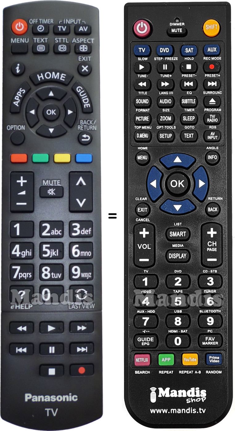 Replacement remote control Panasonic N2QAYB000830
