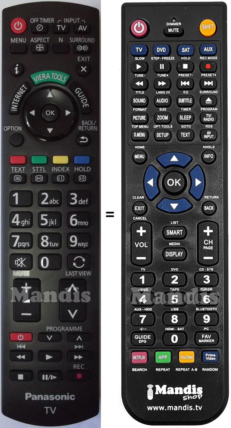 Replacement remote control Panasonic N2QAYB000753