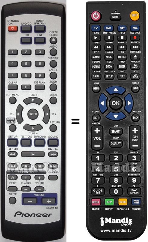 Gleichwertige Fernbedienung Pioneer AXD7440