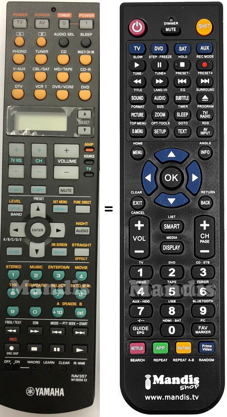 Gleichwertige Fernbedienung Yamaha RAV357