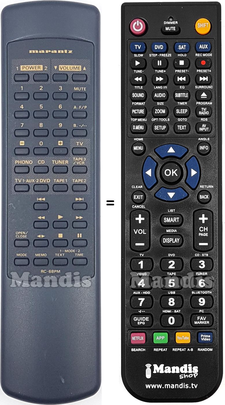 Replacement remote control RC-68PM