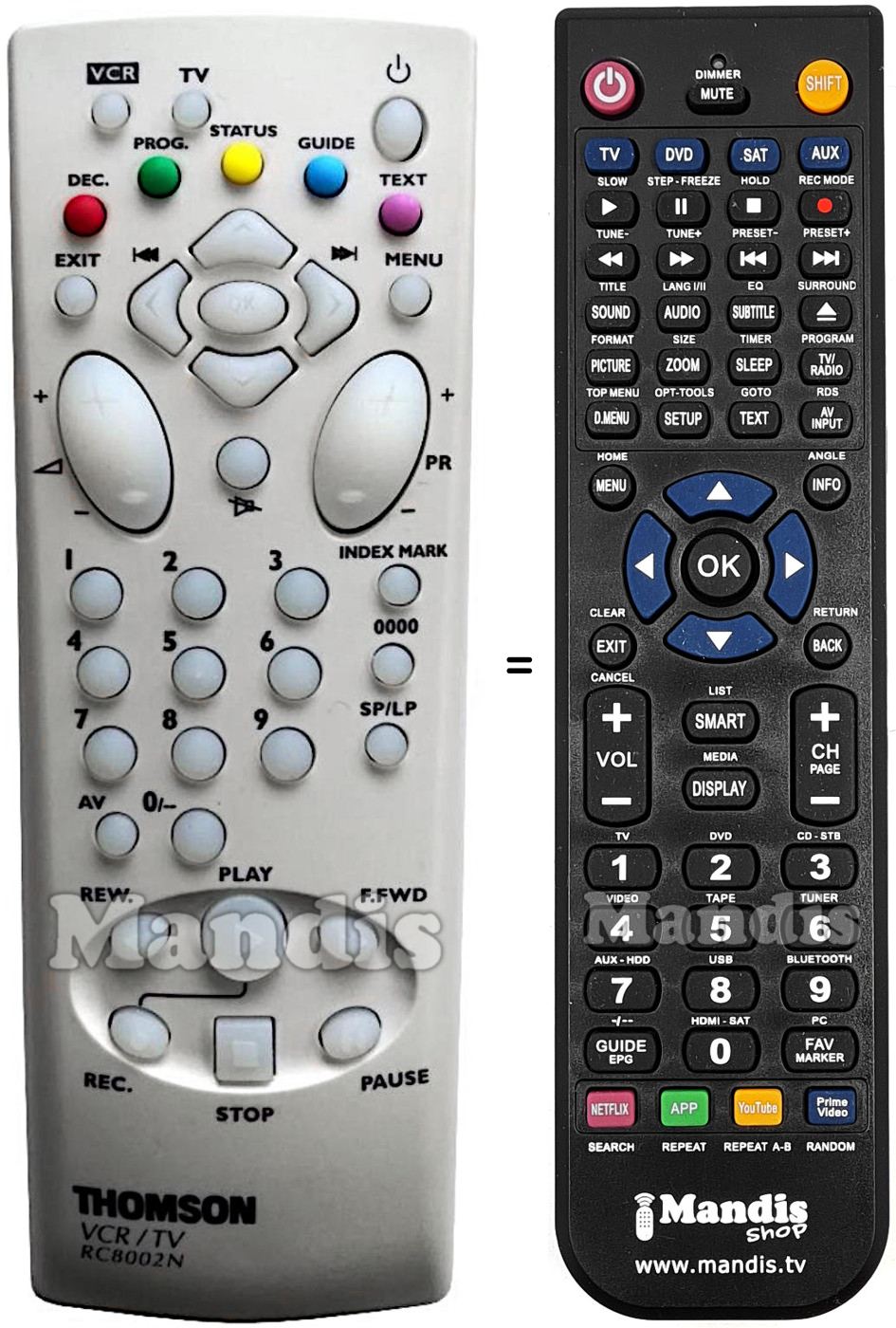 Replacement remote control Brandt RC8002N