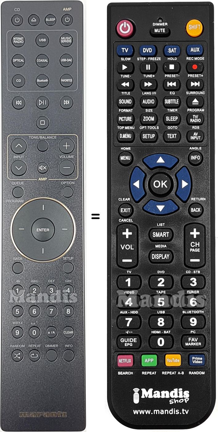 Gleichwertige Fernbedienung Marantz RC002PMND