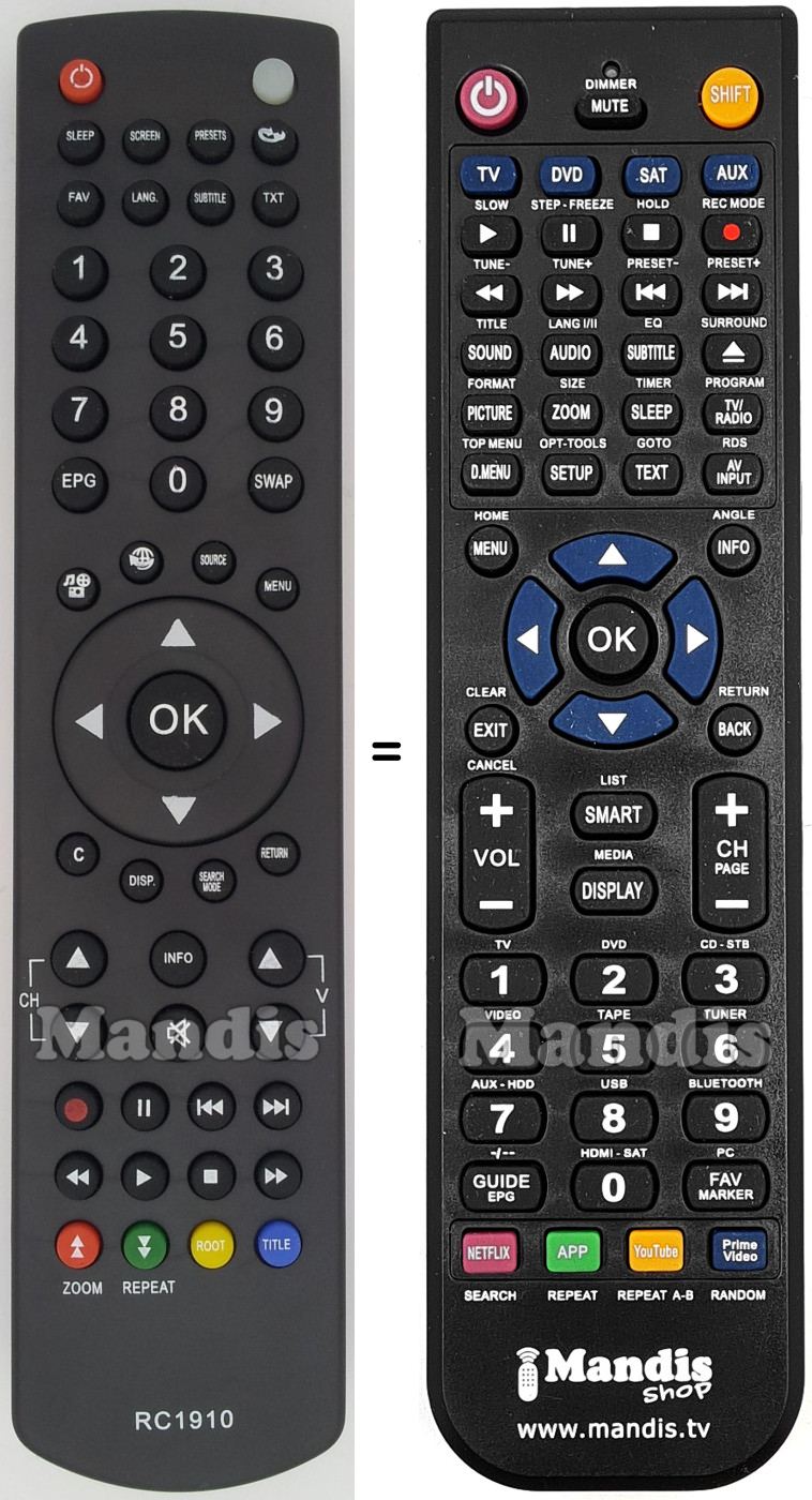 Replacement remote control Aya RC1910