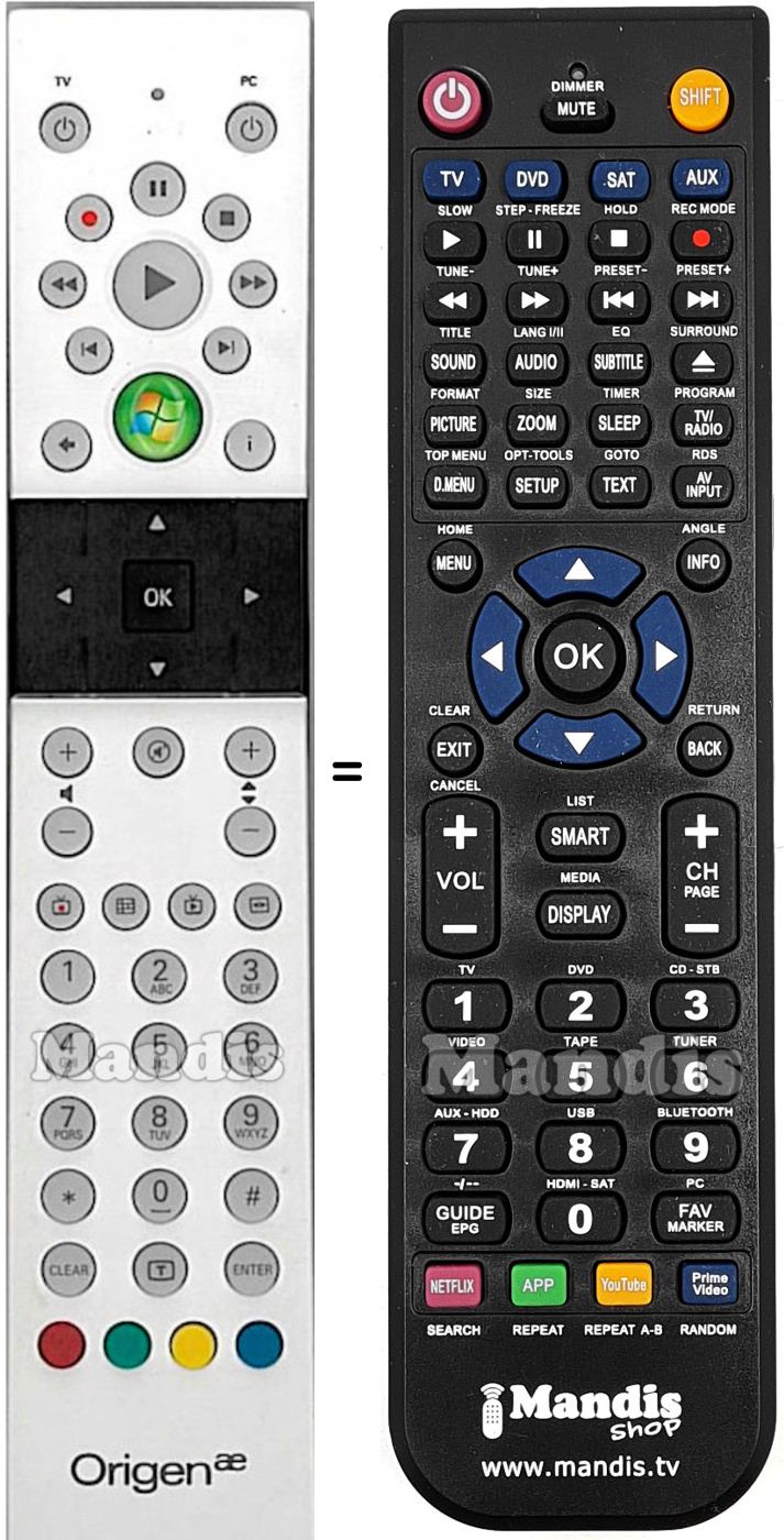 Replacement remote control RC197