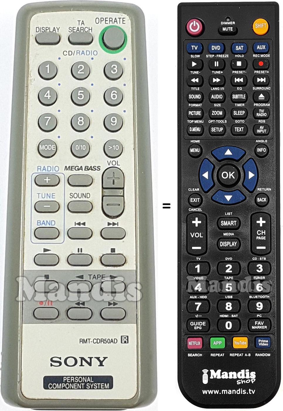 Replacement remote control RMT-CDR50AD