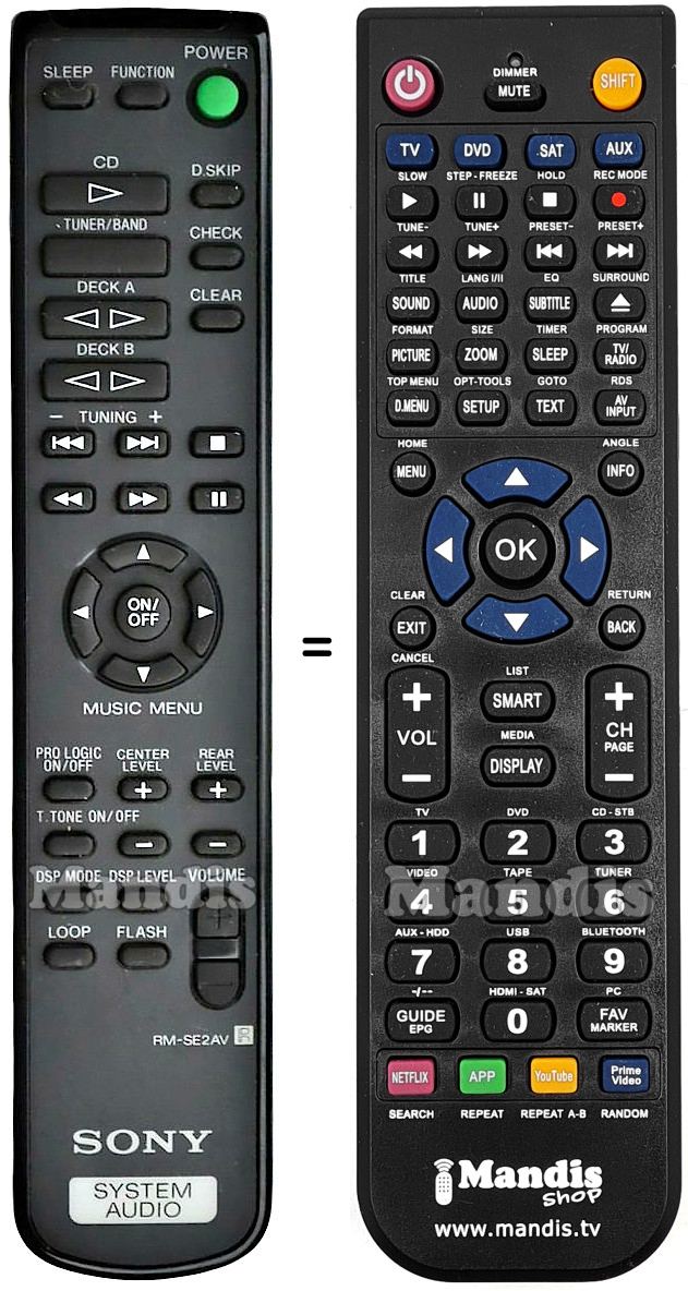 Replacement remote control Sony RM-SE2AV