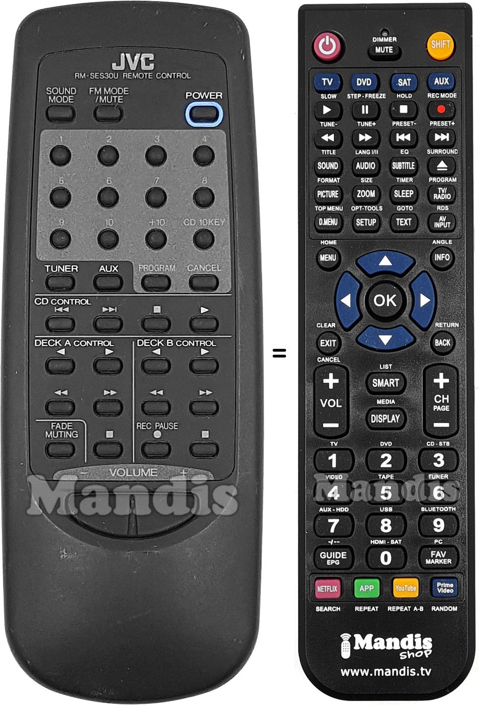 Replacement remote control JVC RM-SES30U