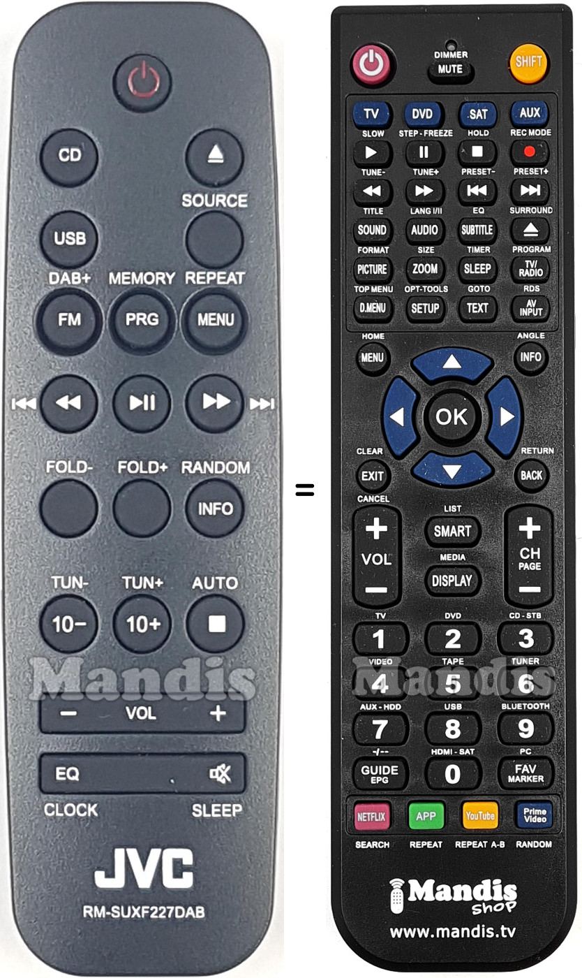 Replacement remote control JVC RM-SUXF227DAB