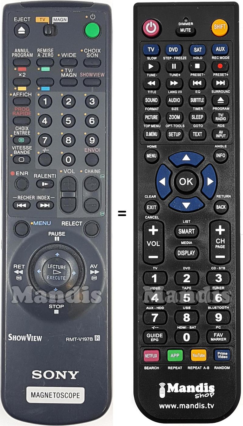 Replacement remote control Sony RMT-V197B