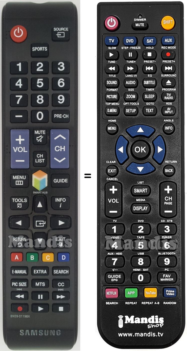 Replacement remote control Samsung BN59-01198X