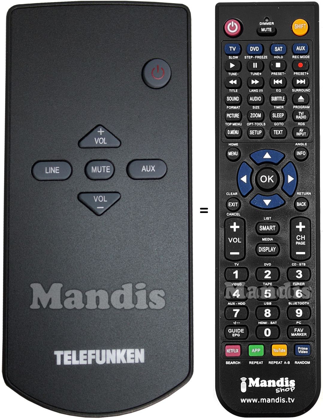 Replacement remote control Telefunken SB100