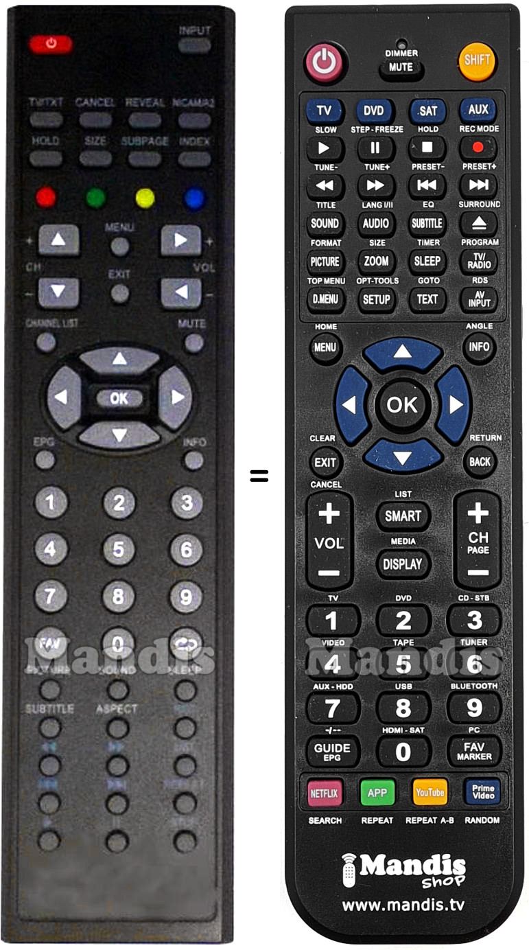 Gleichwertige Fernbedienung SEEVIEW 472563