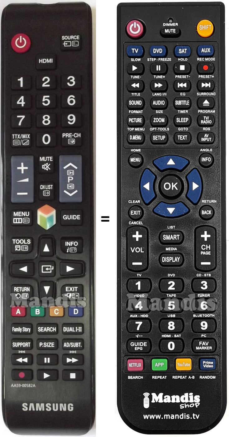 Gleichwertige Fernbedienung Samsung AA59-00582A