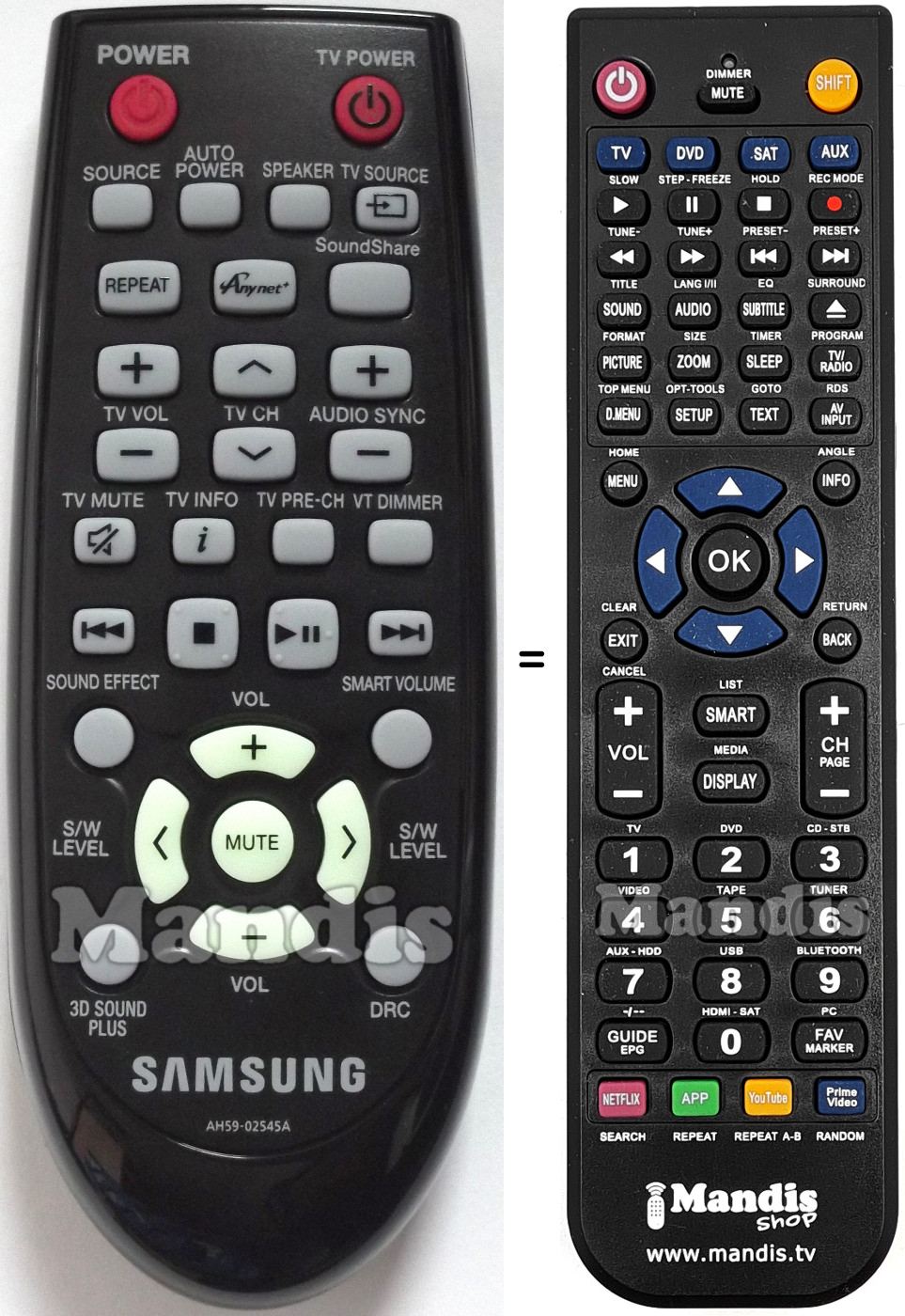 Gleichwertige Fernbedienung Samsung AH59-02545A