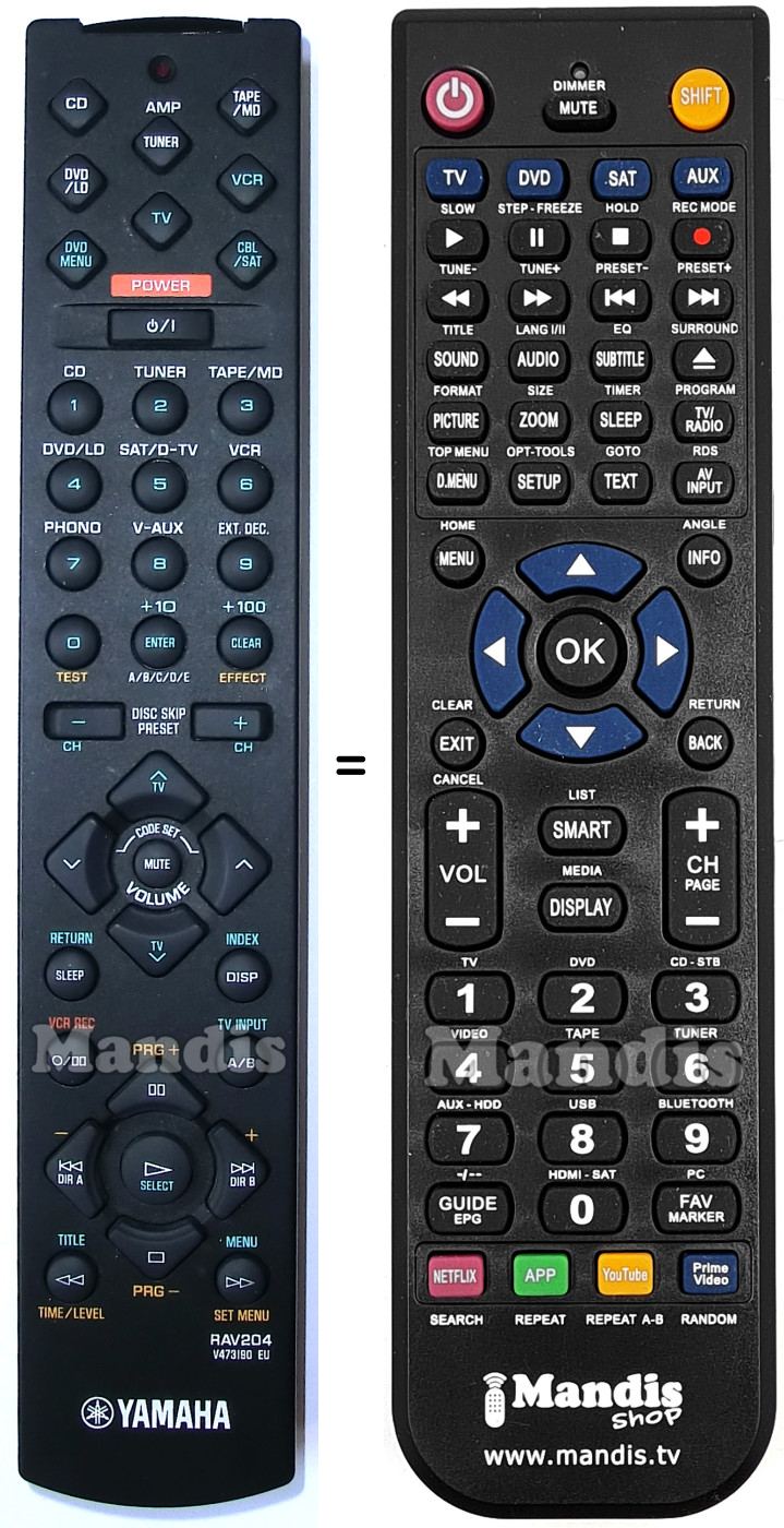 Replacement remote control Yamaha RAV204
