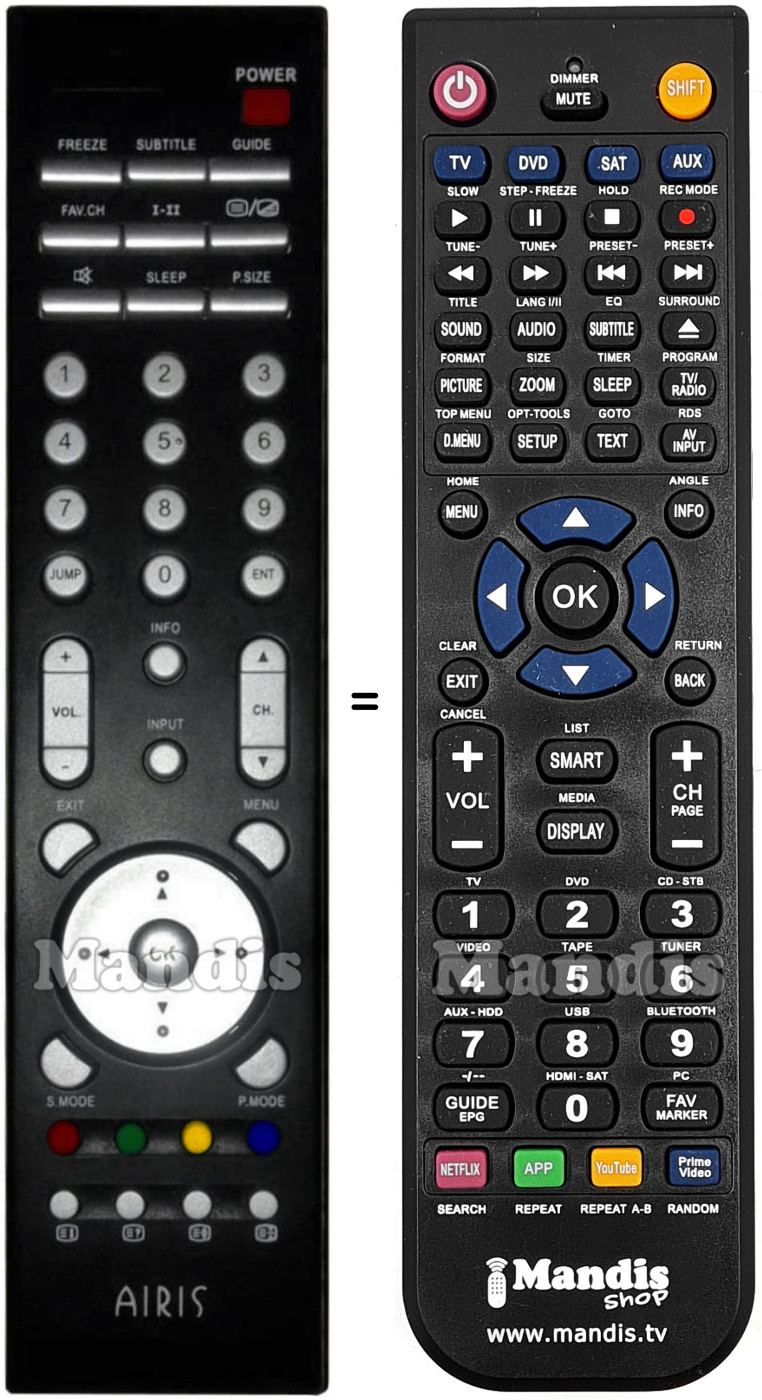 Gleichwertige Fernbedienung Akai Airis003