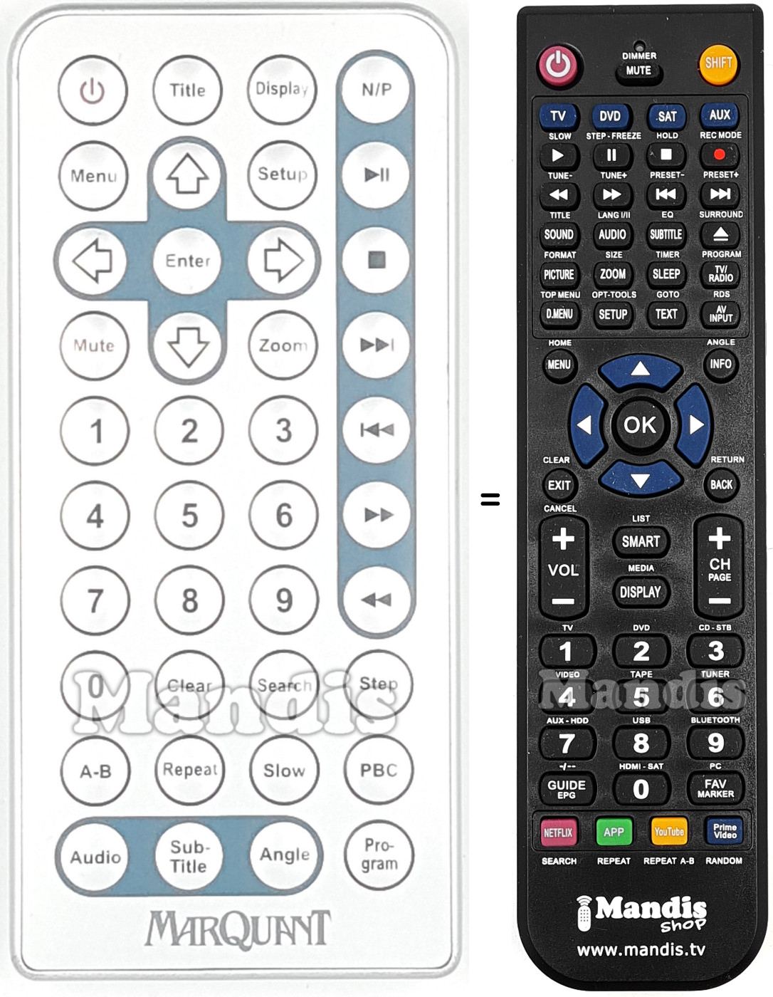 Gleichwertige Fernbedienung MAR001