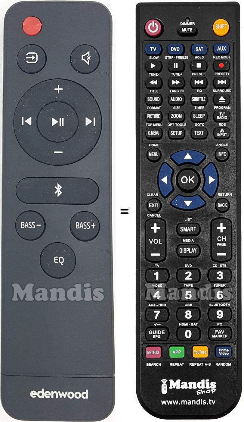 Replacement remote control Edenwood BDS41
