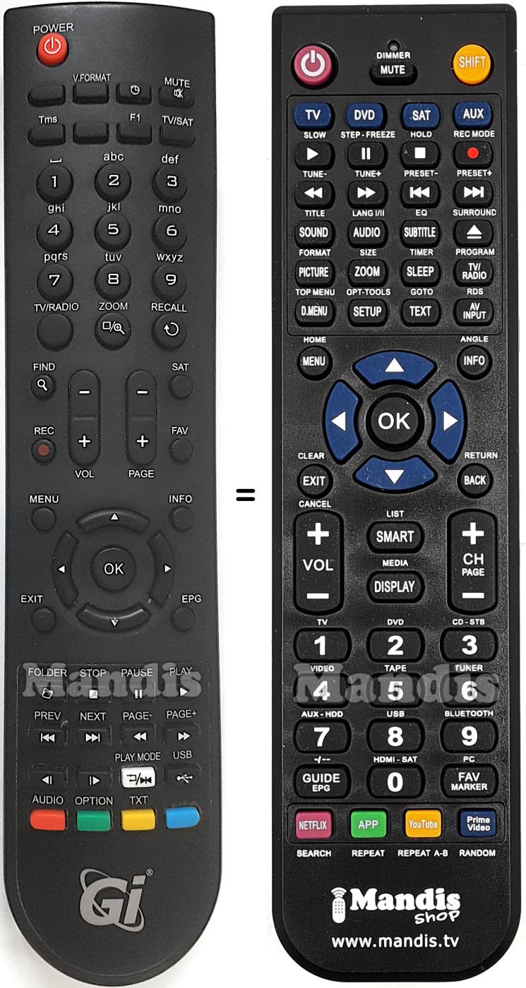 Replacement remote control GALAXY INNOVATIONS GI6699E