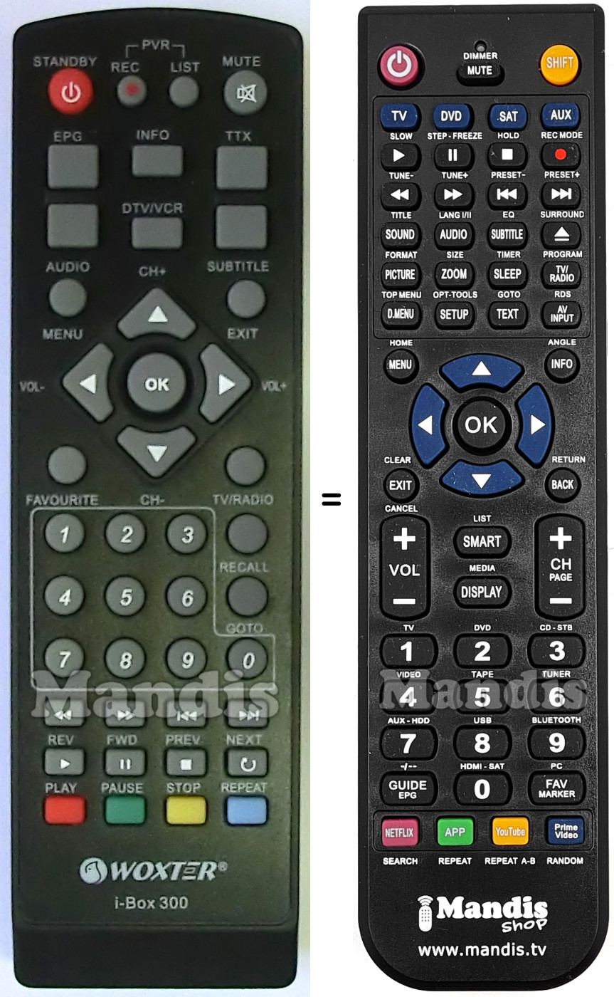 Replacement remote control Woxter iBox300