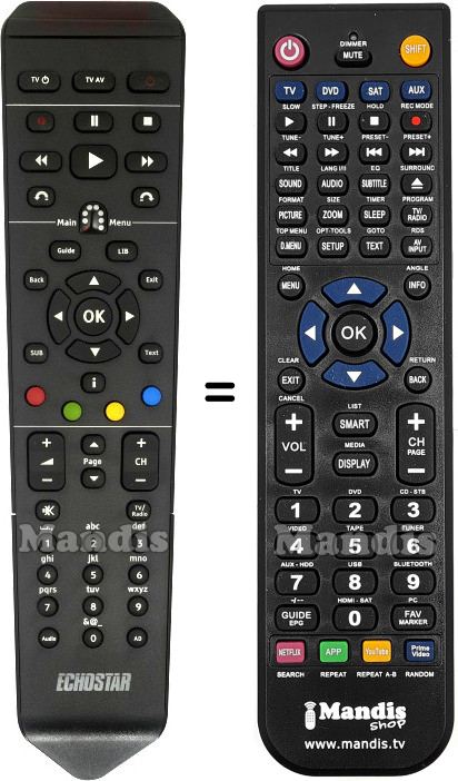 Gleichwertige Fernbedienung Echostar HDS-600RS