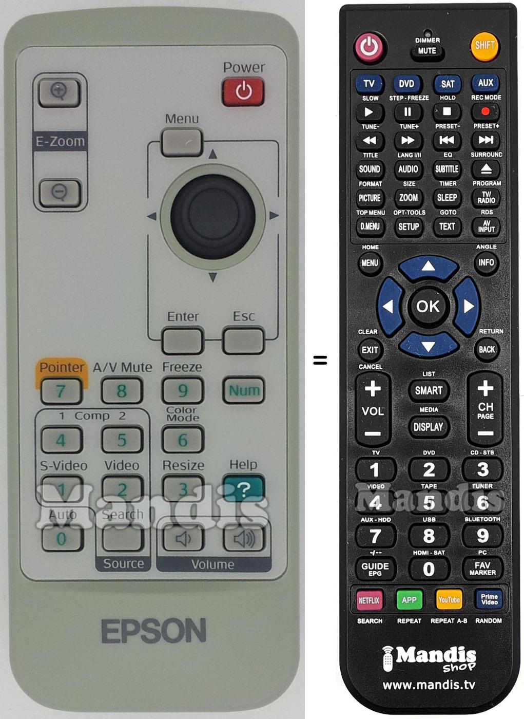 Replacement remote control Epson 1435033