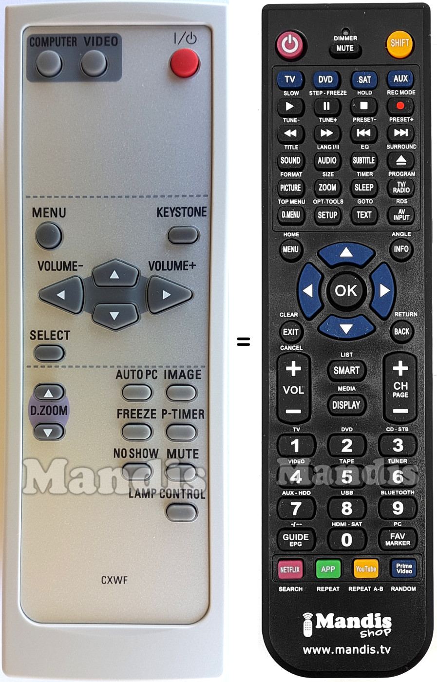 Replacement remote control Sanyo PLC-XW56