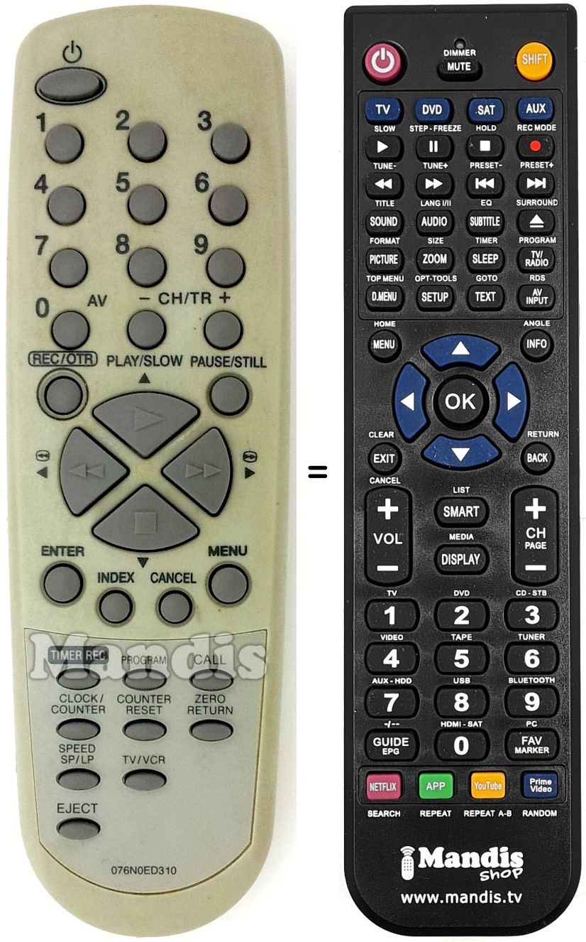Replacement remote control 076N0ED310