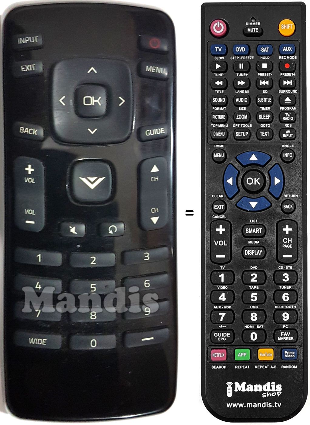 Gleichwertige Fernbedienung VIZIO E320-B0