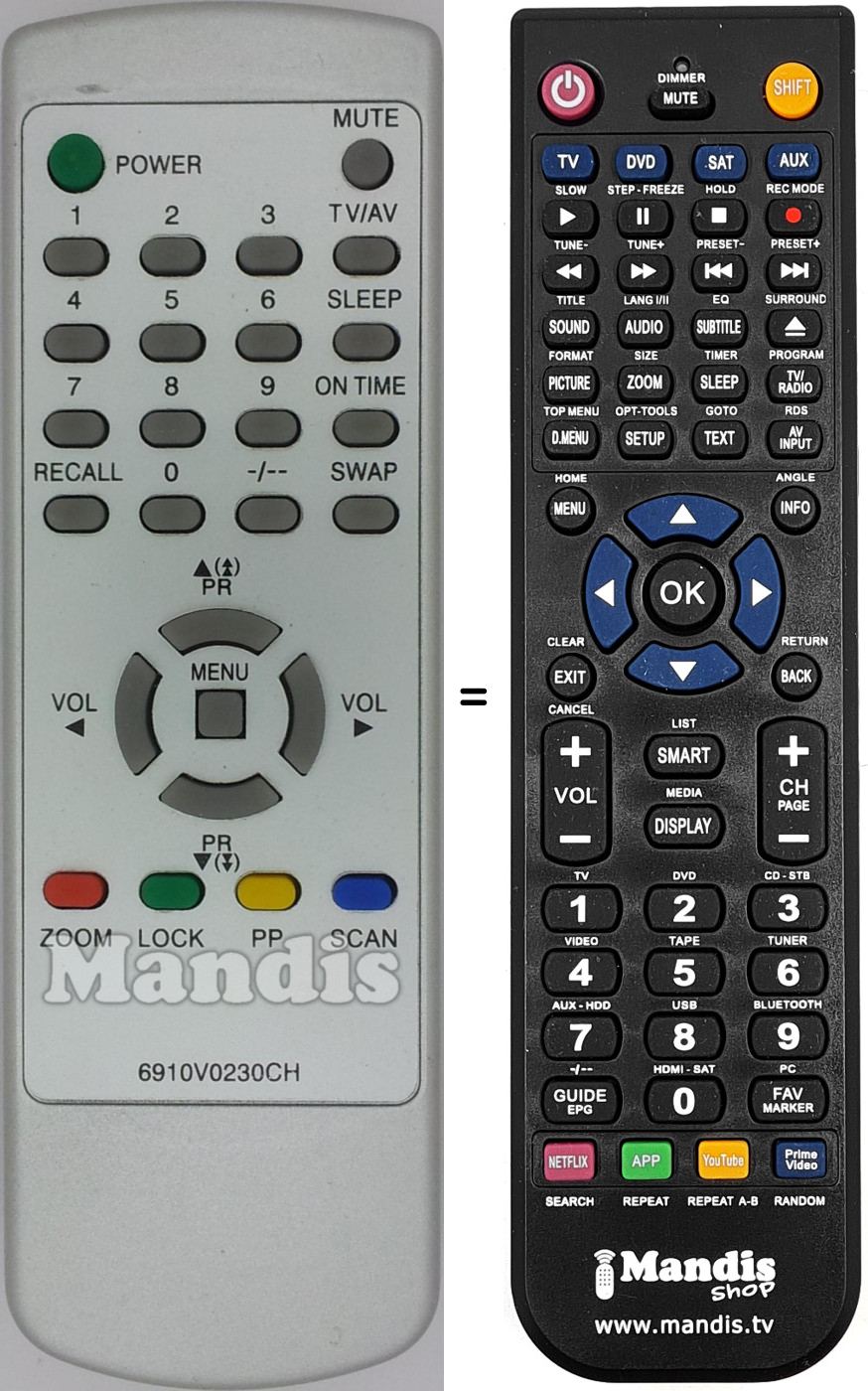 Gleichwertige Fernbedienung 6910V0230CH
