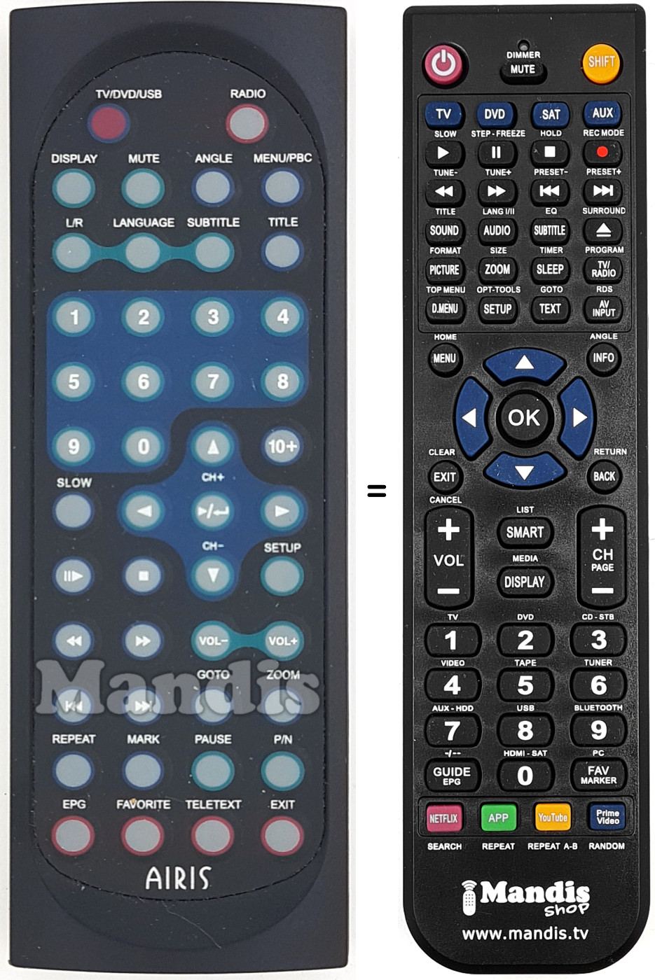 Gleichwertige Fernbedienung REMCON1598