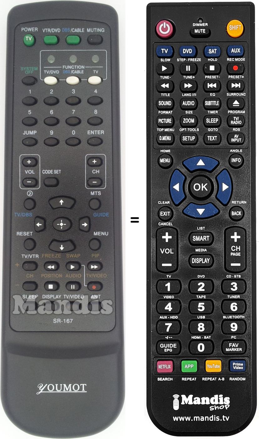 Replacement remote control SR-167