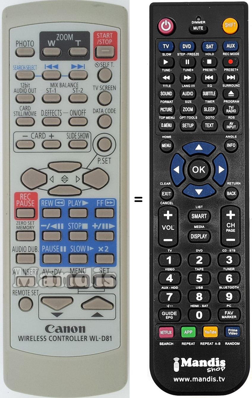 Replacement remote control WL-D81