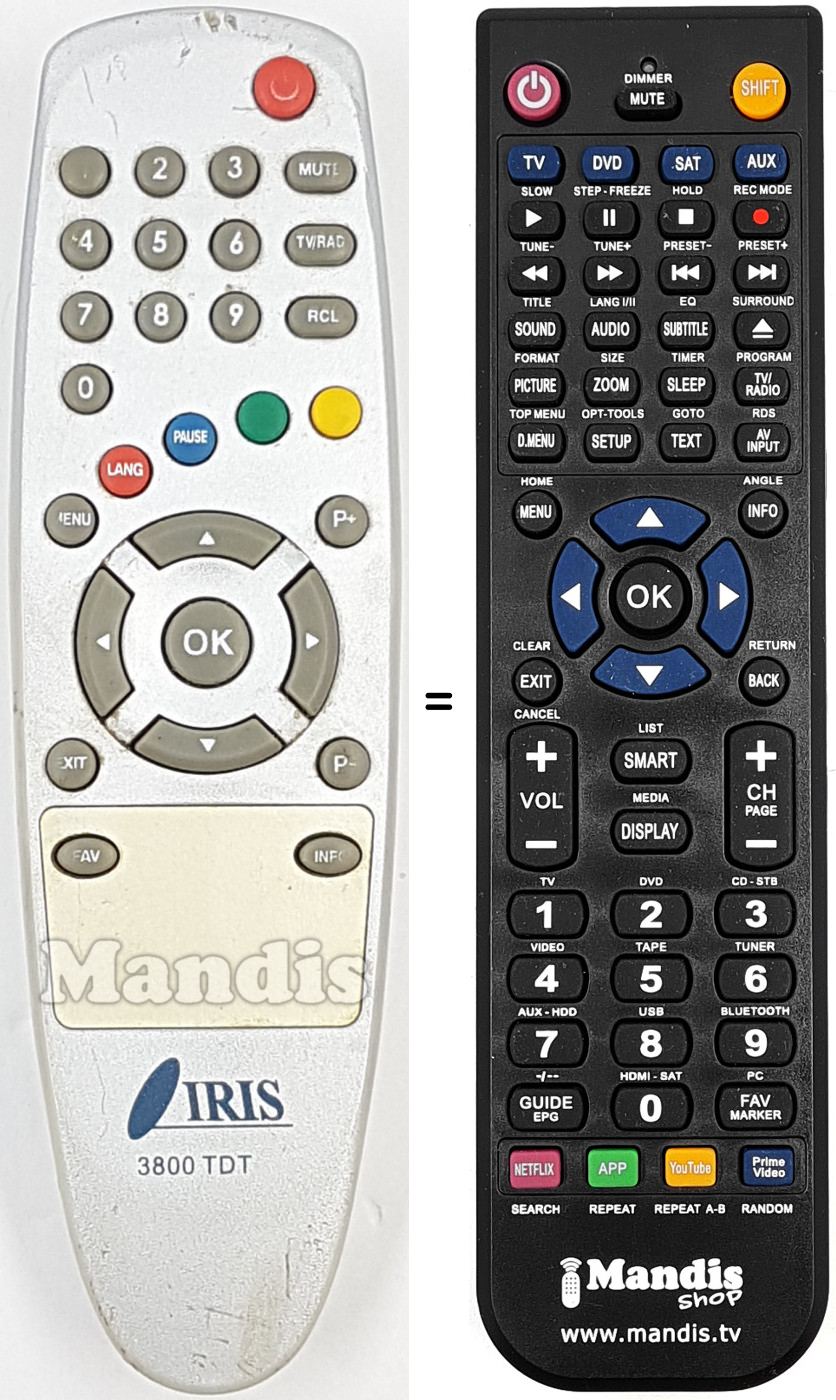 Replacement remote control 3800 TDT