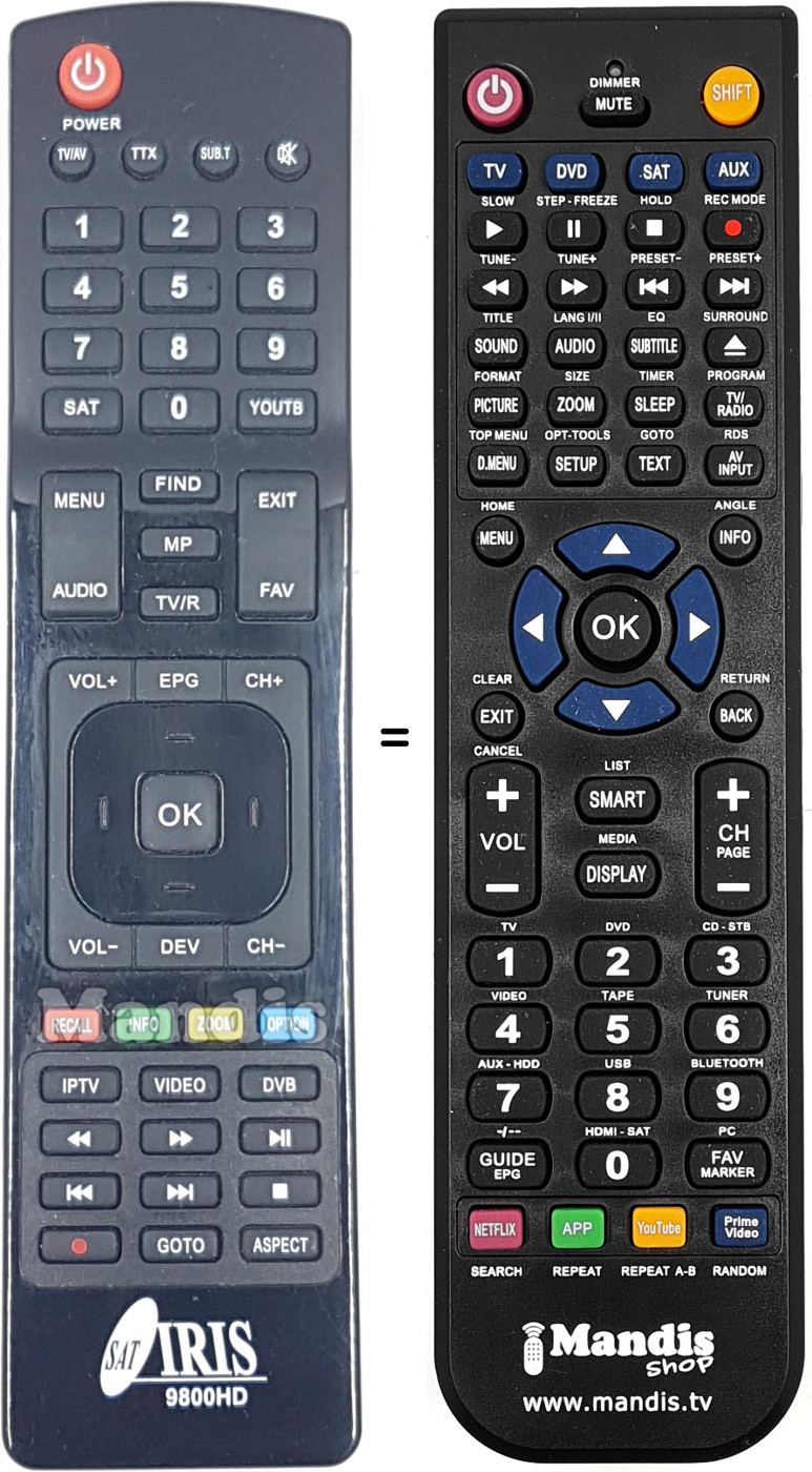 Replacement remote control 9800HD