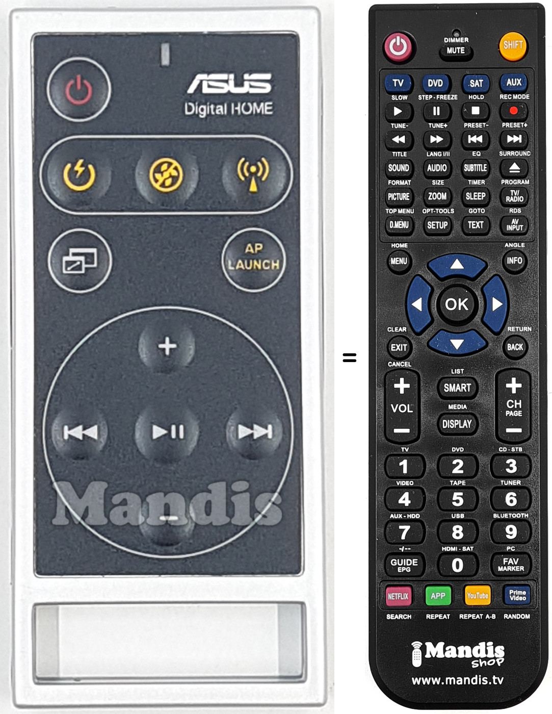 Replacement remote control ASUS001
