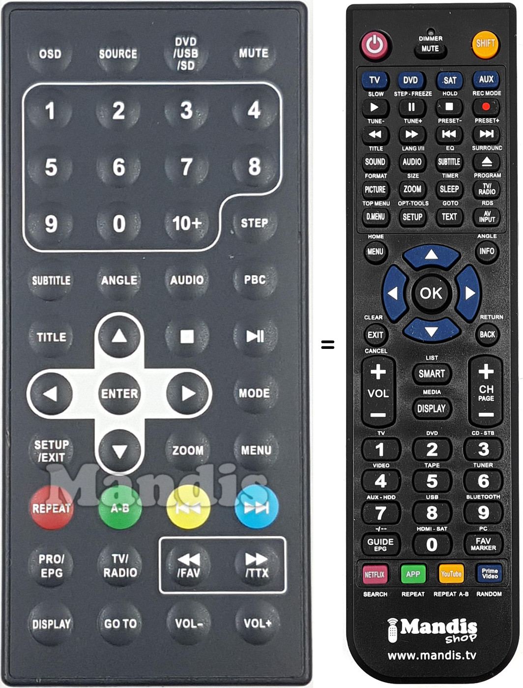 Replacement remote control DMPDT102H3