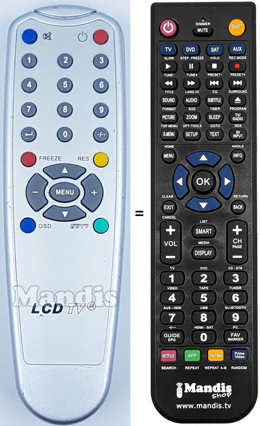 Replacement remote control LCDTV001