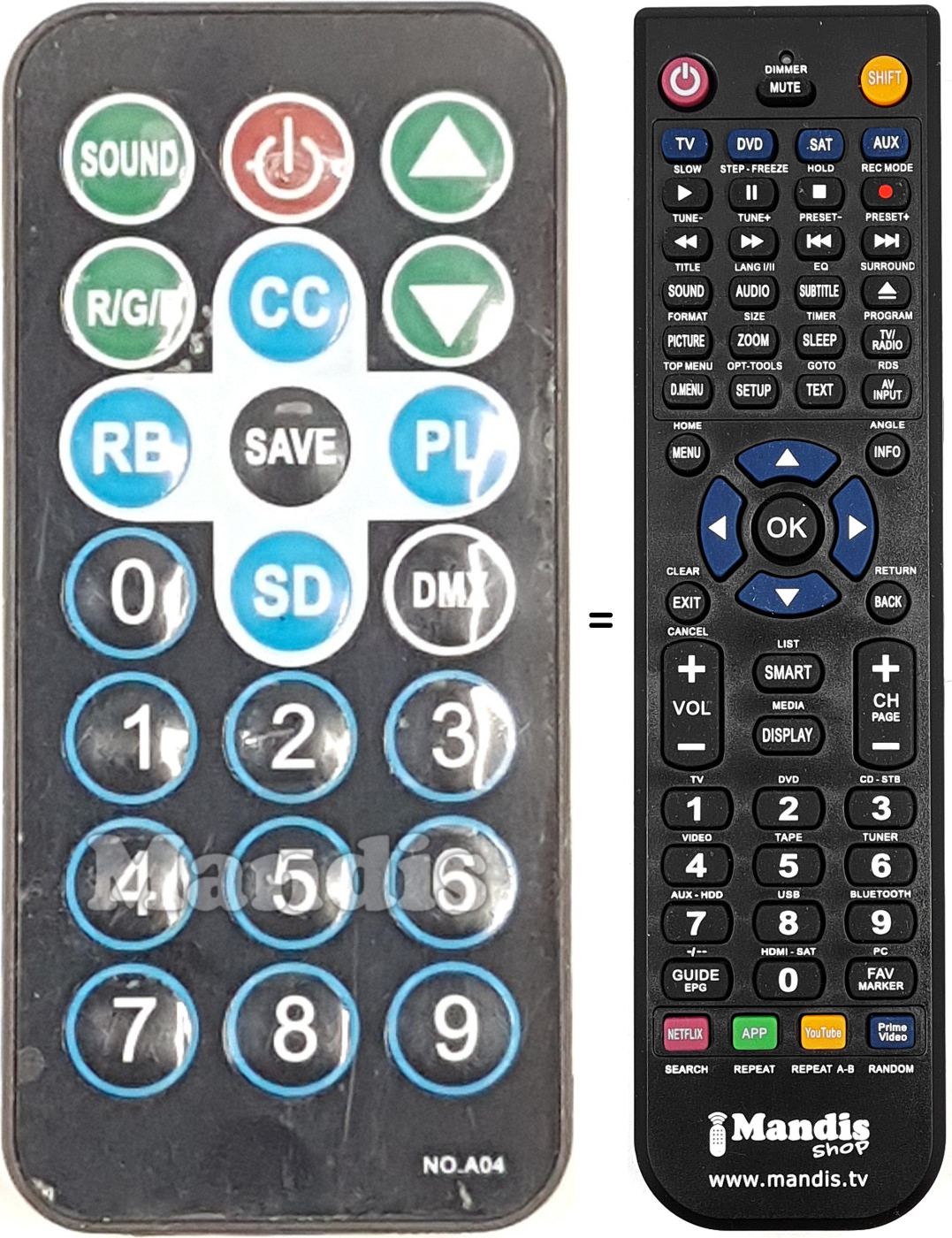 Replacement remote control NO.A04