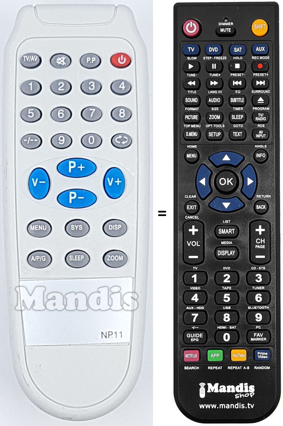 Replacement remote control NP11