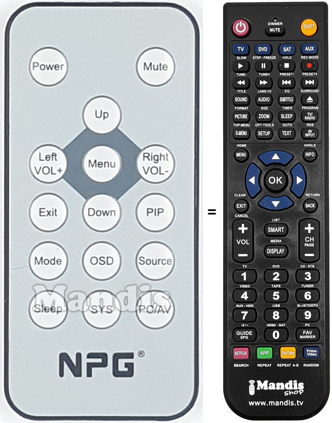 Replacement remote control NPG015