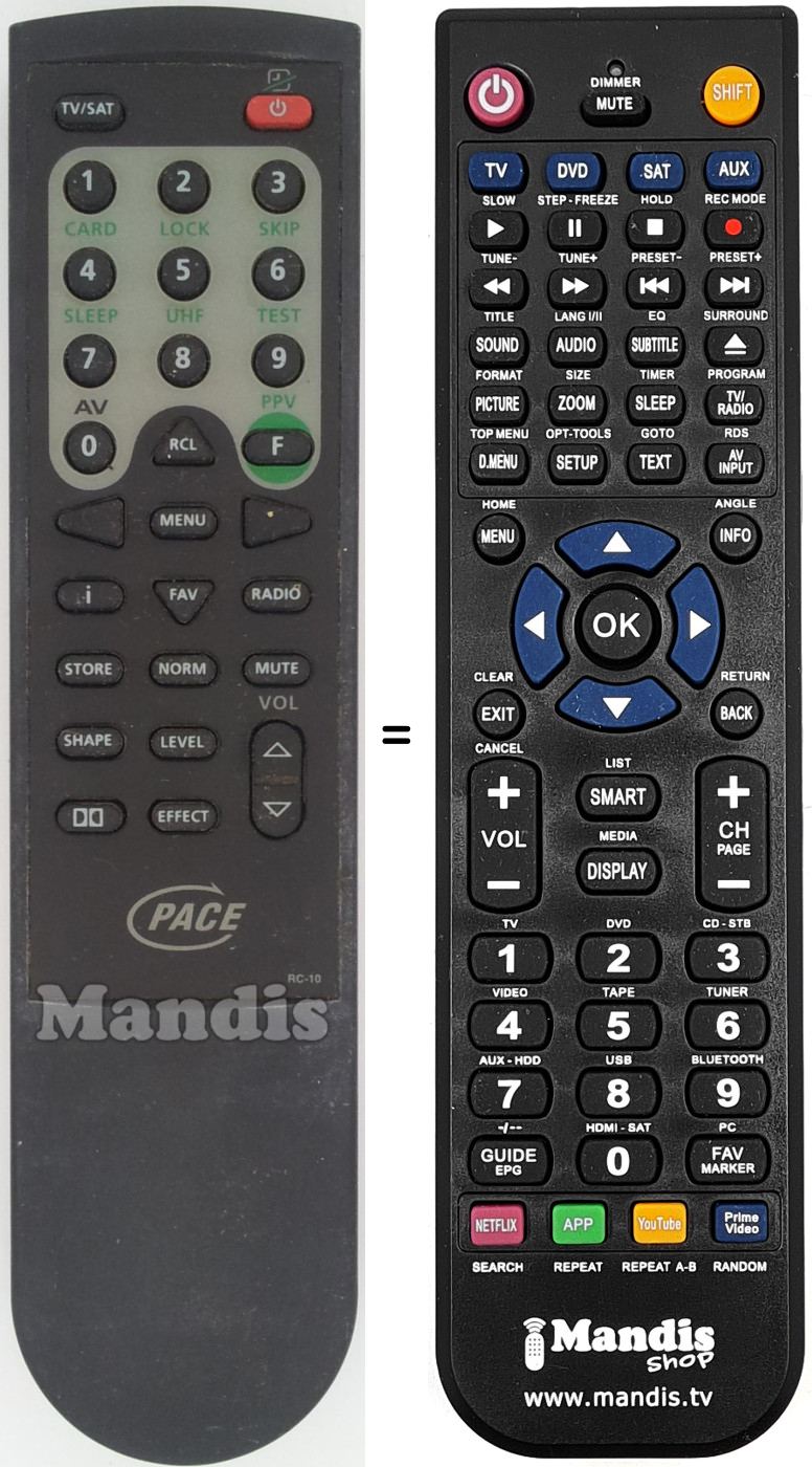 Gleichwertige Fernbedienung Pace-RC10