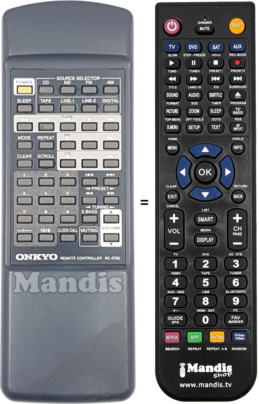 Gleichwertige Fernbedienung RC-378S