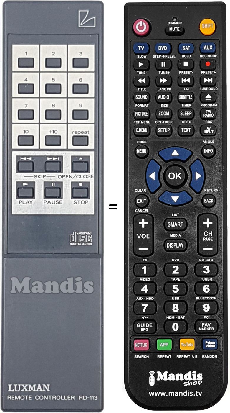 Replacement remote control RD-113